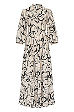 Tailliertes Kleid MICHELLE in milchiger Farbe mit schwarzem Muster Garne 3042060 Foto №11