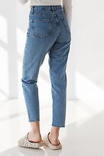 Jasnoniebieskie jeansy z wysokim stanem i szerokimi nogawkami  4009060 zdjęcie №9