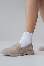 Stylish beige suede shoes with buckle  4206060 photo №5