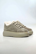 Women's light-colored winter sneakers made of genuine suede  4207060 photo №1