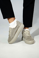 Women's light-colored winter sneakers made of genuine suede  4207060 photo №5