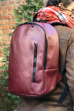 Бордовый городской рюкзак из гладкого кожзама с внешним карманом Mamakazala 8038060 фото №1