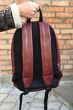 Burgundy urban backpack in smooth leatherette with external pocket Mamakazala 8038060 photo №4