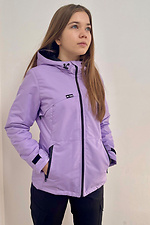 Короткая осенняя куртка парка лилового цвета с капюшоном. AllReal 8042060 фото №1