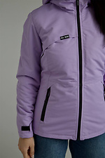 Короткая осенняя куртка парка лилового цвета с капюшоном. AllReal 8042060 фото №4