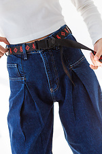 Blaue Slouchy-Jeans mit weitem Bein, Falten und hoher Taille  4009061 Foto №6