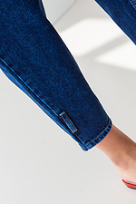 Синие широкие джинсы слоуч зауженные со складками и высокой талией  4009061 фото №8