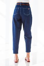 Niebieskie dżinsy z szerokimi nogawkami z zakładkami i wysokim stanem  4009061 zdjęcie №9