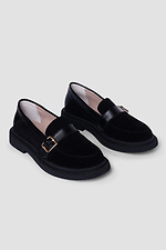 Stylish suede shoes with buckle black 4206061 photo №1