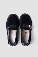 Stylish suede shoes with buckle black 4206061 photo №2