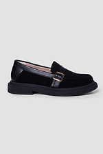 Stylish suede shoes with buckle black  4206061 photo №3