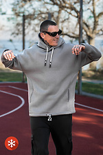Warmer Herren-Kapuzenpullover mit MASKULT-Aufdruck in Grau Teamv 8034061 Foto №4