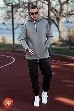 Warmer Herren-Kapuzenpullover mit MASKULT-Aufdruck in Grau Teamv 8034061 Foto №7