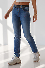 Boyfriend-Blue-Jeans-Frühling mit mittlerer Leibhöhe  4009062 Foto №1