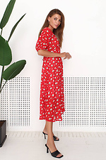 Czerwona szyfonowa sukienka midi w kwiaty z bufiastymi rękawami NENKA 3103063 zdjęcie №2
