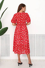 Czerwona szyfonowa sukienka midi w kwiaty z bufiastymi rękawami NENKA 3103063 zdjęcie №4