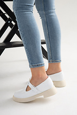 White leather low heels  4206063 photo №3