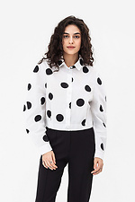 Short women's shirt CINDY with wide sleeves in white with black polka dots Garne 3042064 photo №1