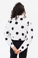 Укороченная женская рубашка CINDY с широкими рукавами белого цвета в черный горох Garne 3042064 фото №6