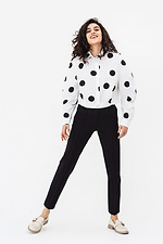 Short women's shirt CINDY with wide sleeves in white with black polka dots Garne 3042064 photo №8