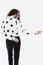 Укороченная женская рубашка CINDY с широкими рукавами белого цвета в черный горох Garne 3042064 фото №9