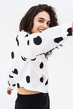 Short women's shirt CINDY with wide sleeves in white with black polka dots Garne 3042064 photo №10