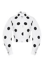 Short women's shirt CINDY with wide sleeves in white with black polka dots Garne 3042064 photo №11