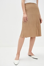 Knitted pleated midi skirt in beige  4038064 photo №1