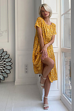 Желтое летнее платье из штапеля в мелкий цветочек NENKA 3103065 фото №2