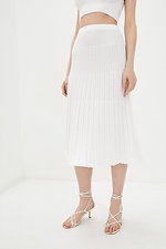 Dzianinowa plisowana spódnica midi w kolorze białym  4038065 zdjęcie №1