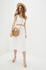 Knitted pleated midi skirt in white  4038065 photo №2