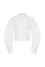 Укороченная женская рубашка CINDY с широкими рукавами белого цвета Garne 3042066 фото №7
