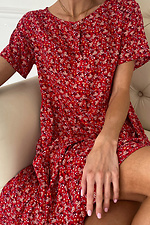 Czerwona letnia sukienka w drobną kwiecistą klamrę NENKA 3103066 zdjęcie №2