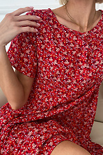 Красное летнее платье из штапеля в мелкий цветочек NENKA 3103066 фото №3