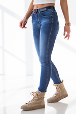Jasnoniebieskie wiosenne jeansy z wysokim stanem  4009066 zdjęcie №3