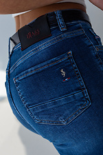 Голубые весенние джинсы скинни в обтяжку завышенной посадки  4009066 фото №5