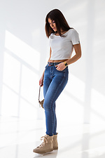 Jasnoniebieskie wiosenne jeansy z wysokim stanem  4009066 zdjęcie №8