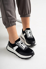 Women's sneakers black in a combination of leather and suede  4206066 photo №1