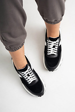 Women's sneakers black in a combination of leather and suede 4206066 photo №3