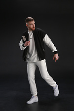Men's Oversize Petlia 23 Button Bomber Jacket Black with Milk Teamv 8034066 photo №7