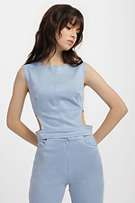 Suede women's suit THIERRY: top and high pants in blue Garne 3040067 photo №4