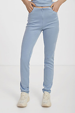 Suede women's suit THIERRY: top and high pants in blue Garne 3040067 photo №5