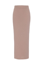 Трикотажна довга спідниця в рубчик бежевого кольору Garne 3042067 фото №5