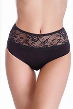 Women's high-rise cotton slip-on panties with lace ORO 4027067 photo №1