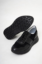 Женские кроссовки в комбинации кожи и замши черного цвета  4206067 фото №3