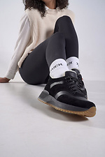 Schwarze Winterstiefel aus Leder und Wildleder 4207067 Foto №3