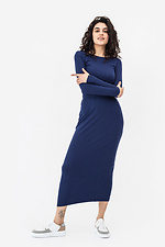Dark blue ribbed knitted long skirt Garne 3042068 photo №8