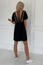 Black linen mini dress in ethnic style with an open back NENKA 3103068 photo №1