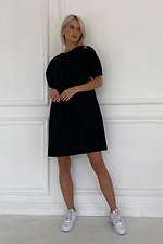 Black linen mini dress in ethnic style with an open back NENKA 3103068 photo №2