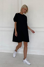 Czarna lniana mini sukienka w etnicznym stylu z odkrytymi plecami NENKA 3103068 zdjęcie №3